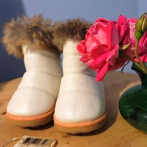 KVbabby Size 21 Toddler Warm Winter Boots Fur Lined Waterproof Non-Slip white